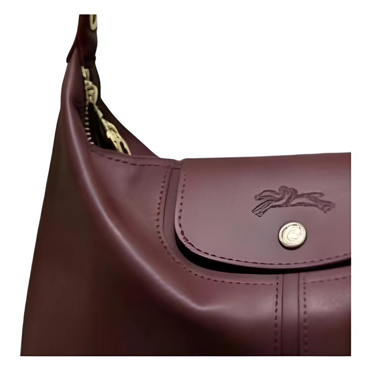 Longchamp Le Pliage Xtra Hobo Bag Color Block Bright Stitching Geometric Hollow Design Leather Shoulder Bag Women Bags Burgundy 10355HIV