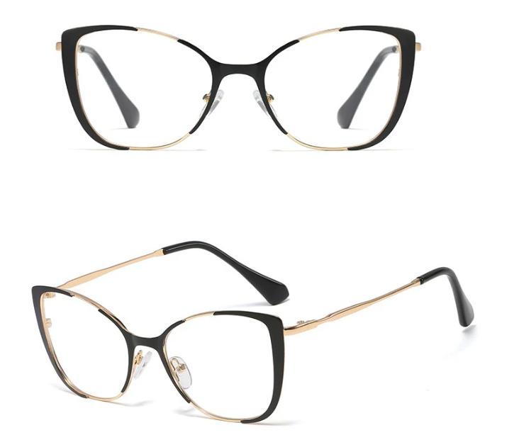 45955 Vintage Cat Eye Metal Anti Blue Light Glasses Frames Women Men Optical Computer Glasses