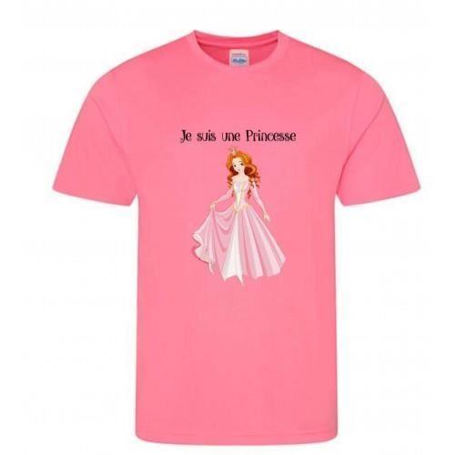 Tee shirt enfant - Princess - Lot de 2 - Manches courtes - 100% polyester - Blanc et rose