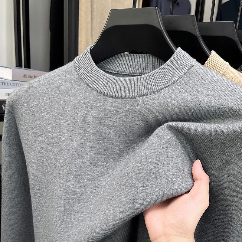 Men's Thickened Knit Sweater - Anti-Pilling Solid Color Half-High Collar Pullover for Autumn and Winter