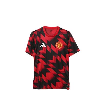 Camiseta de Futebol Manga Curta Gola Careca Casual Esportiva Manchester United Masculina Tops Vermelho Preto JP3233