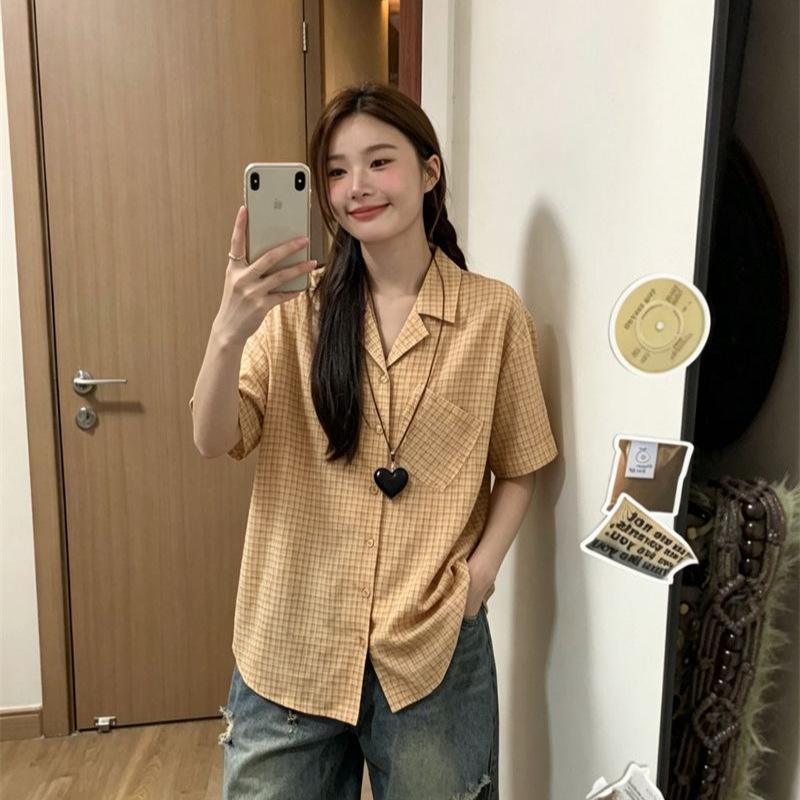 Summer New Sweet Style Pattern Short-sleeved Shirt Women's Loose and Thin Temperament Design Versatile Top