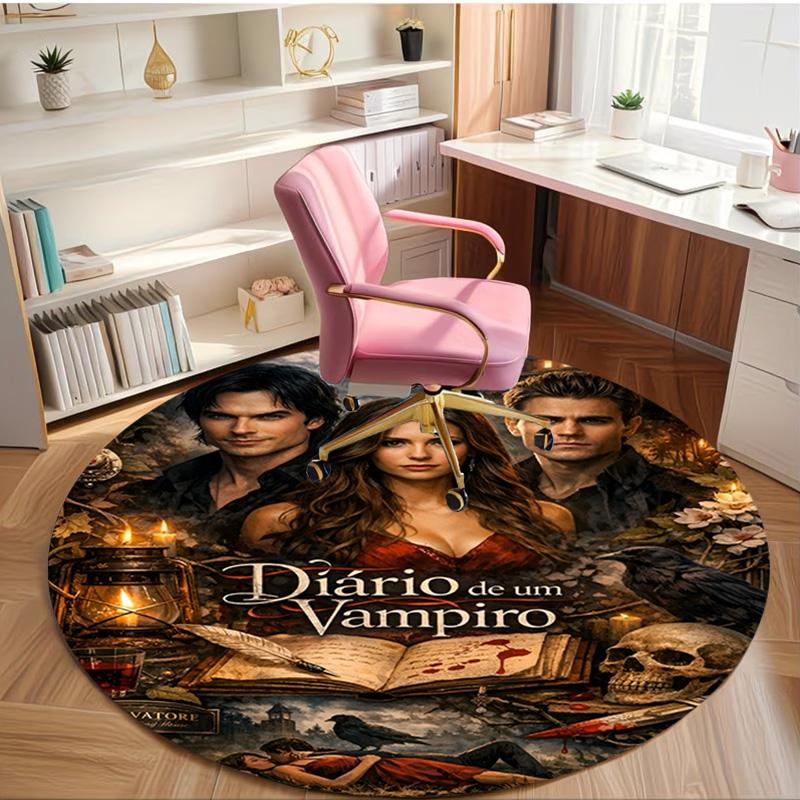 The Vampire Diaries Print Round Rug, Washable Floor Carpet, For Entryway Dorm Laundry Room Office Study, Home Decor Birthday Christmas Gift