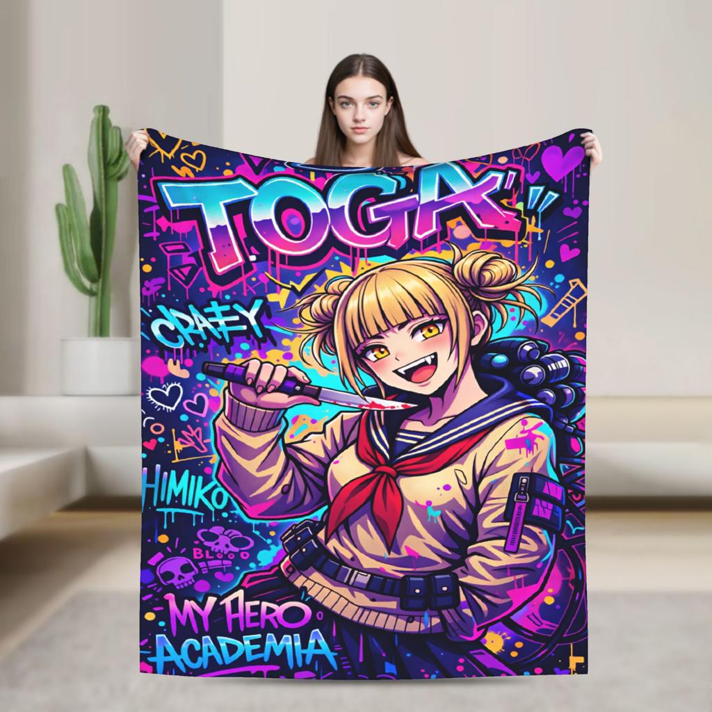 My Hero Academia Himiko Toga Warm Soft Blanket Camping Plush Bedding Throws Living Room Flannel Bedspread Sofa Bed Cover
