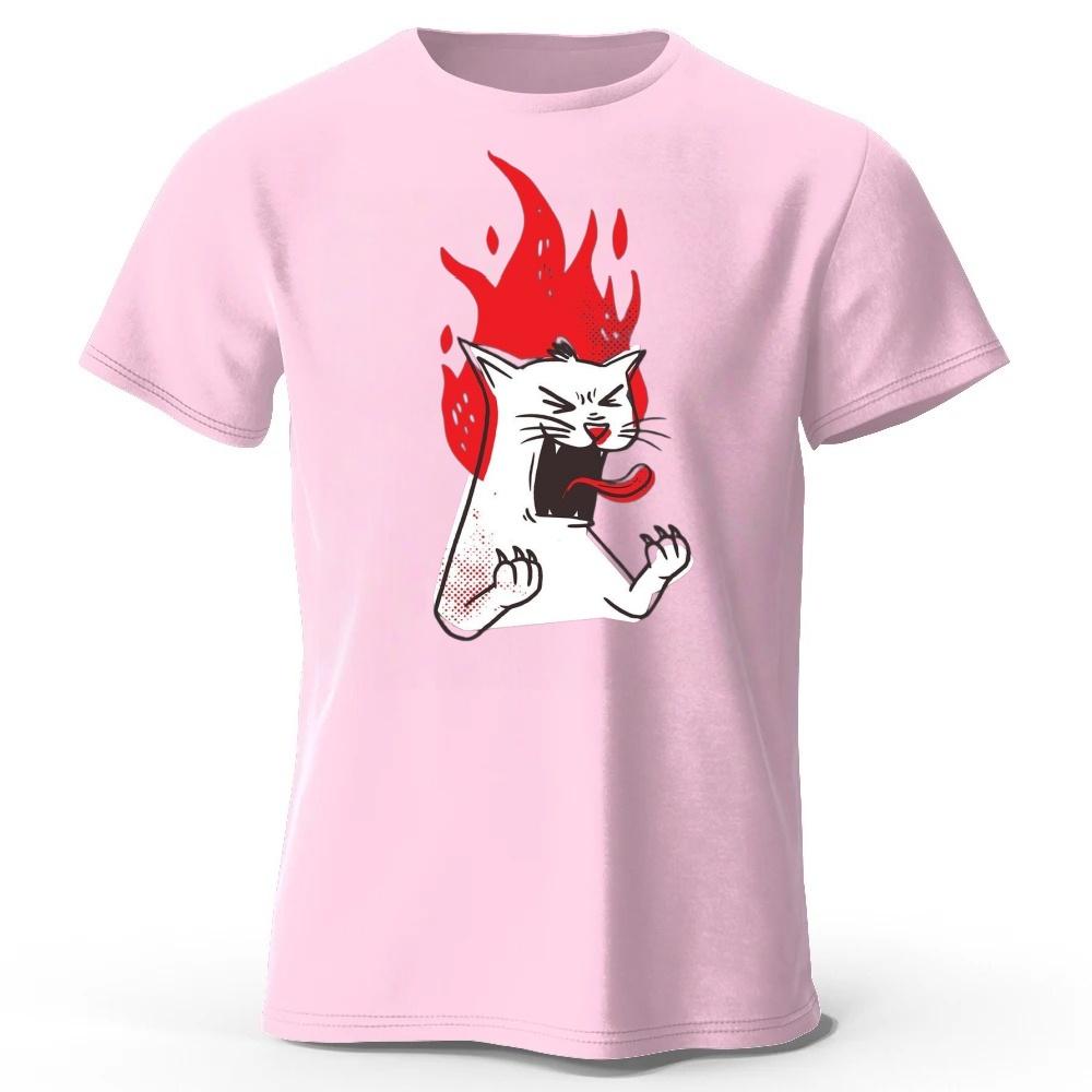 New Angry Cat Mens Funny Cotton Tshirt Fitness Sports Loose Breathable Short Sleeve Tshirt Casual Round Neck Running Top