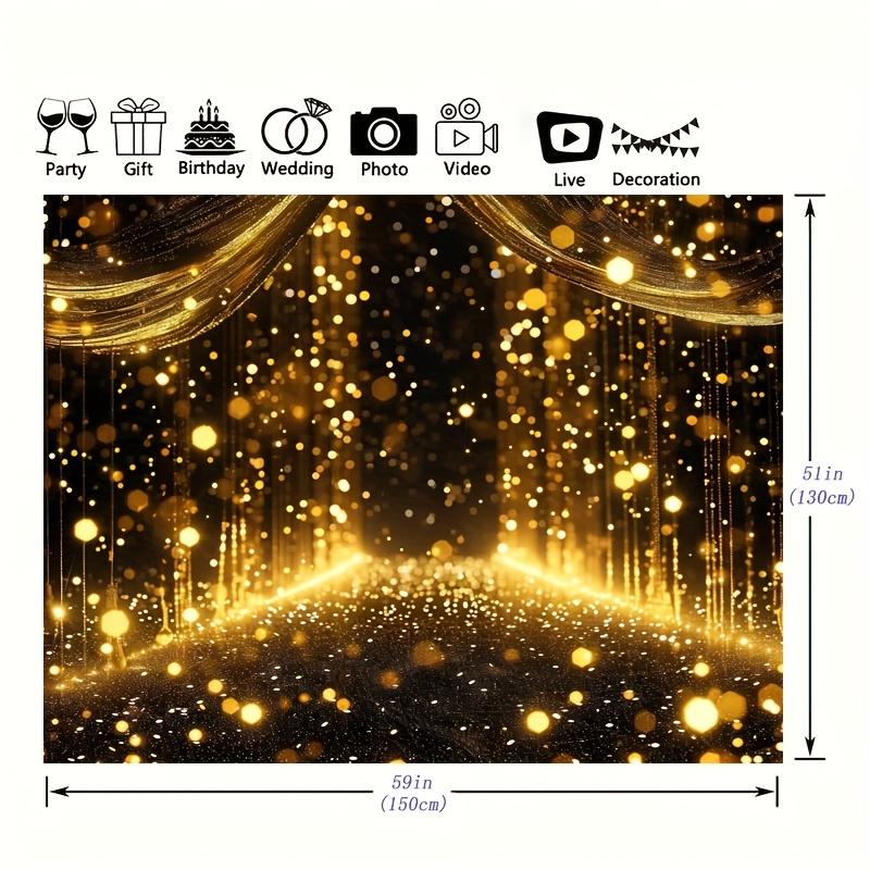 1pc Sparkling black and gold drop glitter background - glamorous bridal shower, wedding, birthday and PROM decor