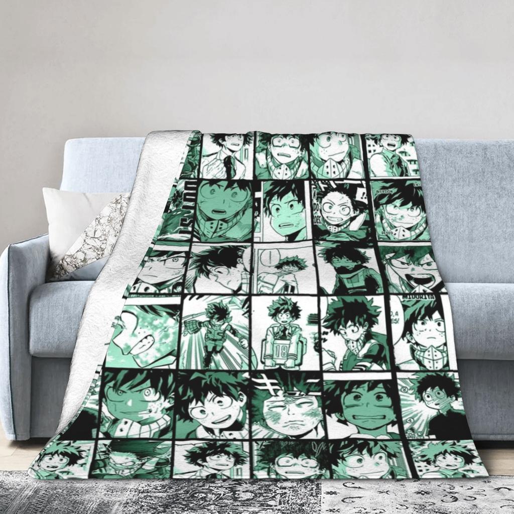 Uraraka Ochako Collage Knitted Blankets Academy Anime Manga Throw Blankets Summer Air Conditioning Ultra-Soft Warm Bedspreads