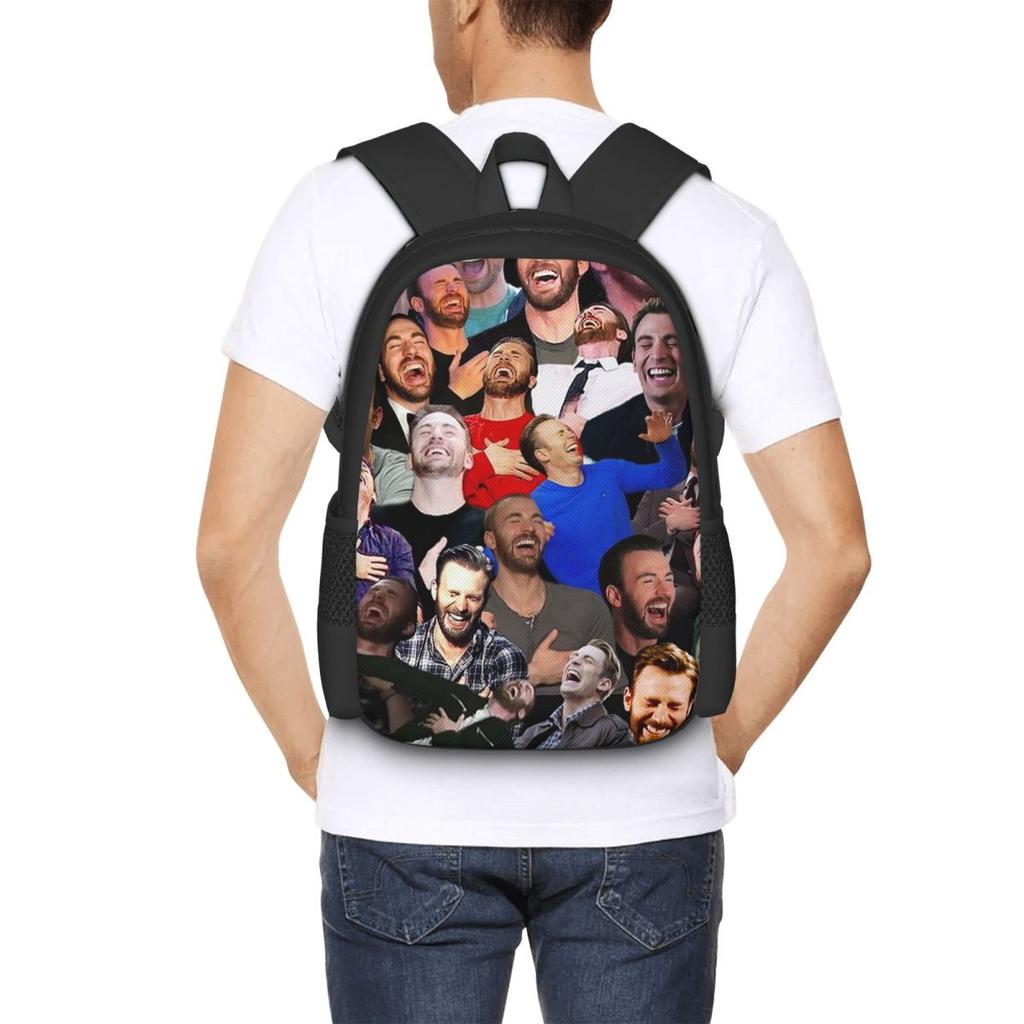 Chris Evans Laughing Student Backpack School Bag Hiking Travel Daypack for Boys Girls Fashion Bookbag Shoulder Bags