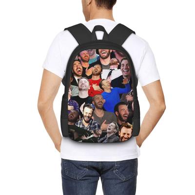 Chris Evans Laughing Student Backpack School Bag Hiking Travel Daypack for Boys Girls Fashion Bookbag Shoulder Bags