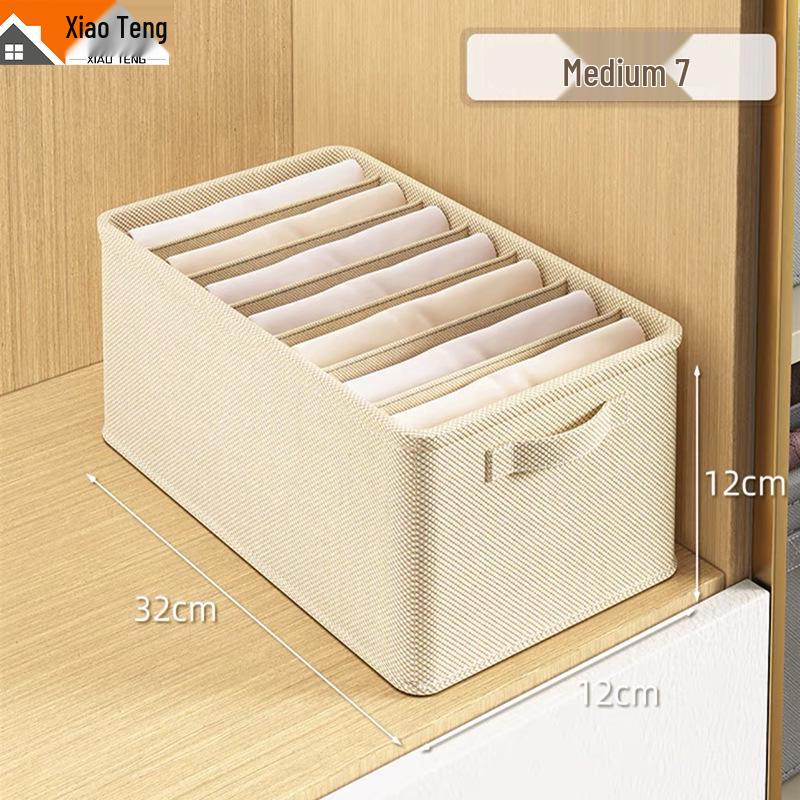 PP Board Fabric Clothes Organizer with Dividers - Wardrobe Storage Box for Pants