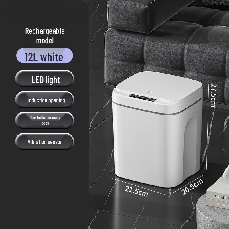 2026 Smart Induction Trash Can with Built-in Press Ring, Long Battery Life, 16L Capacity for Living Room