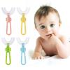 Food Grade Silicone Toothbrush U-Shaped Tooth Brush 360° Oral Teeth Cleaning for Toddlers Child Pink/Yellow/Blue/Green