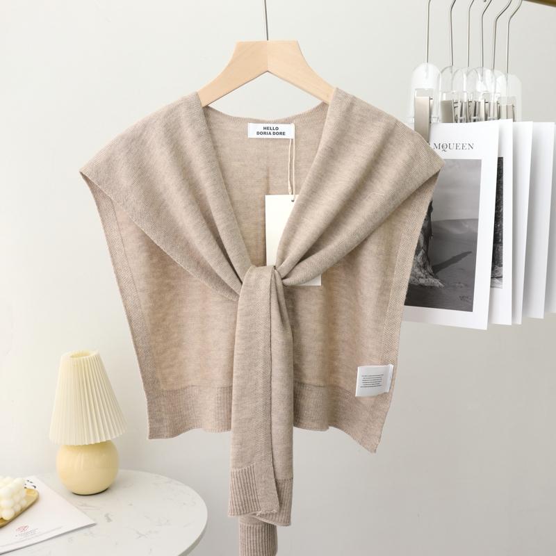 Korean Summer Air Conditioning Fake Collar Neck Guard Scarf Female Knit Thin Autumn Knotted Cape Sunscreen Shawl For Women