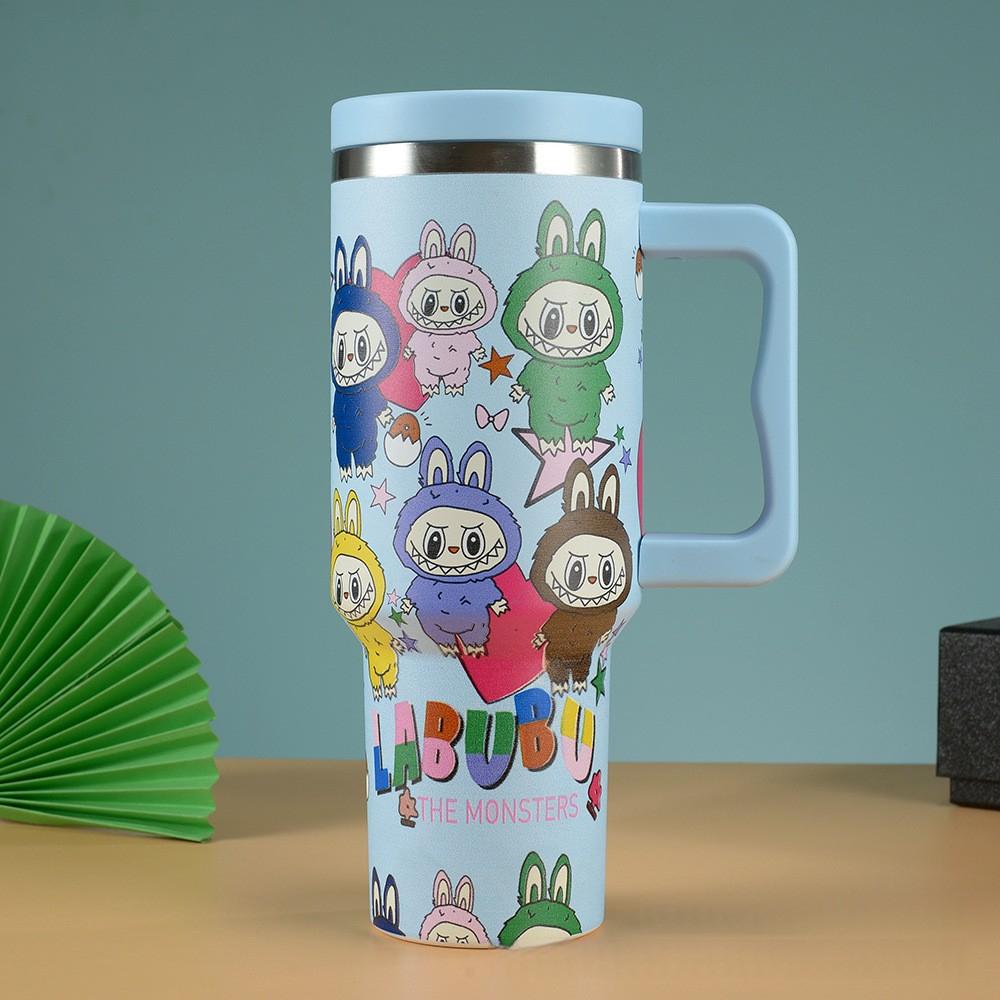Trois Générations de Motif de Dessin Animé Tasse de Voiture 40oz Tasse Thermos en Acier Inoxydable 304 Paille de Voiture Glace