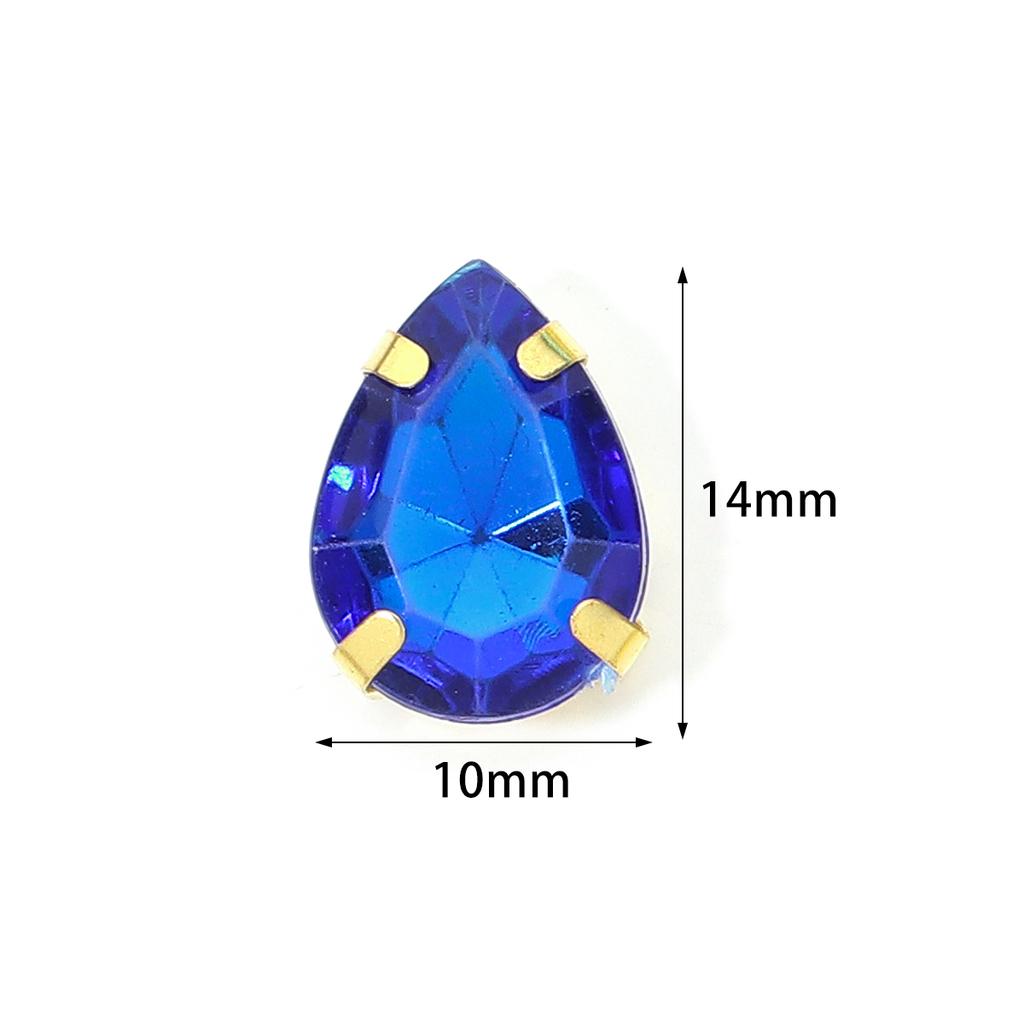 50 Stück/Los Bunte Tropfenform Acryl Aufnäher Strasssteine Mit Goldener Kralle Basis Tropfenform Perlen Für Kleidung Schmuck Dekoration