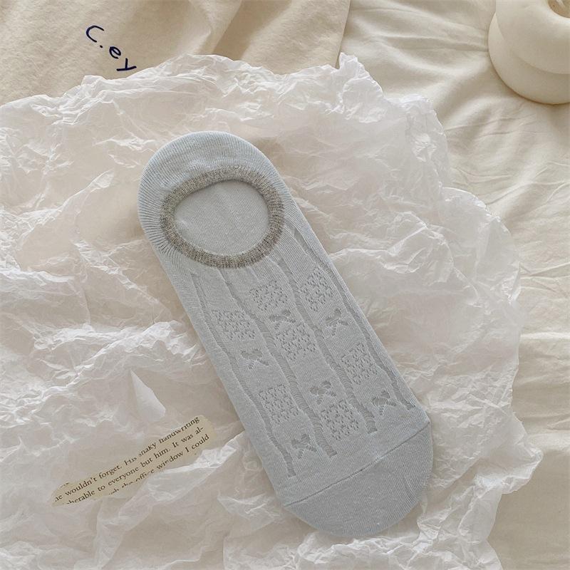 

Женские тонкие весенне-летние носки-лодочки из сетки с вырезами, дышащие, невидимые, противоскользящие 1 pair светло-синий