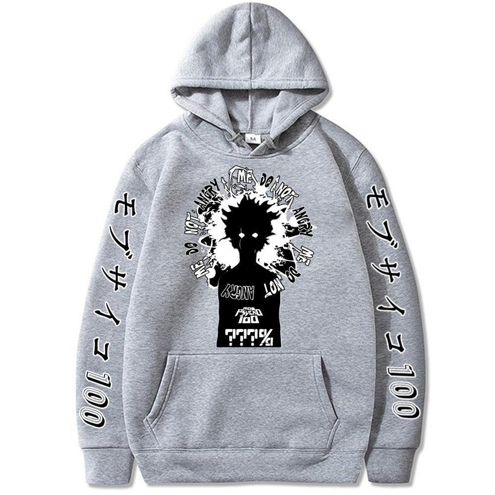 Anime Mob Psycho 100 Japan Harajuku Mob Saiko Hyaku Men's and Women's Fashion Cute Mob Loog Sleeves Casual Hoodie