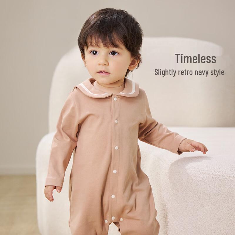 Koala Bibby Baby Navy Collar Long-Sleeve Cotton Romper