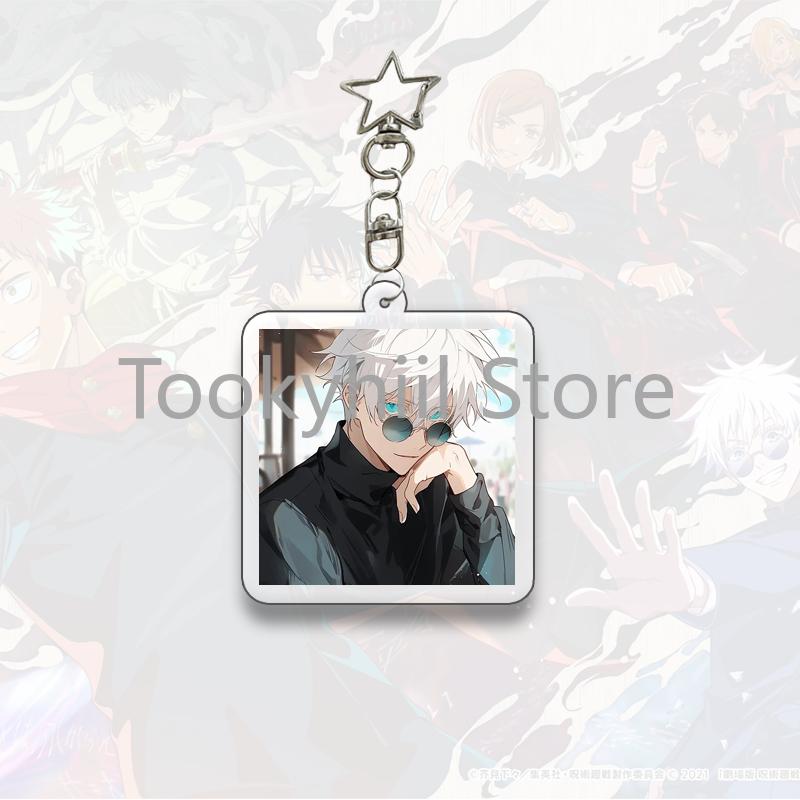 Gojo Satoru Square Keychain Boyfriend Exquisite Backpack Anime Figure Decorate Pendant Cartoon Itadori Yuji Collect Accessories
