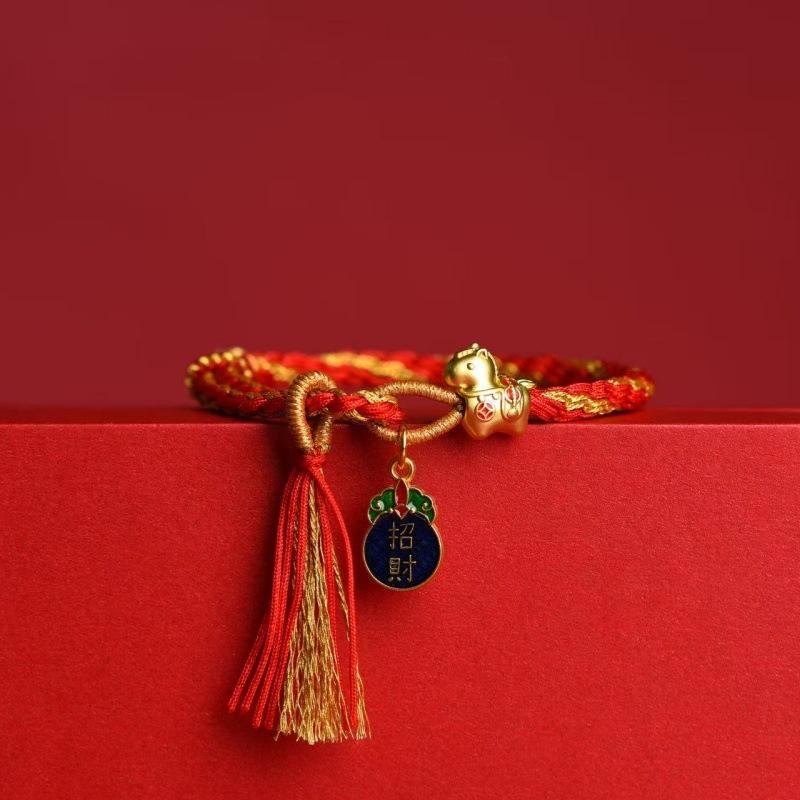 

Red Braided Rope Bracelet New Year Horse Zodiac Fortune Gift for Best Friends
