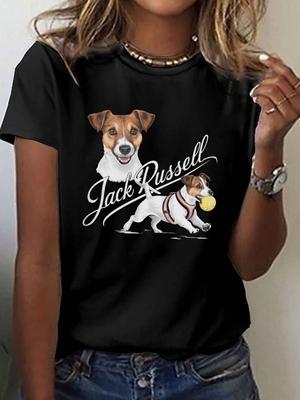 Jack Russell Dog Playing Ball Graphic T-shirt