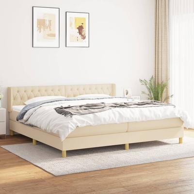 Vidaxl Boxspringbed met Matras, Crème, Stof, 160X200 Cm