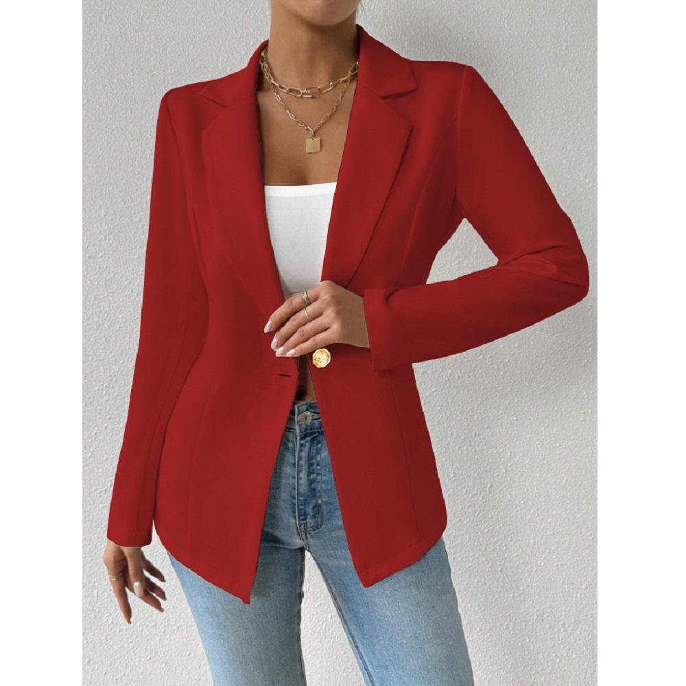 Women's Elegant Blazers Long Sleeve Solid Formal Blazer Ladies Office Work Set Single Button Outerwears Jackets Coat