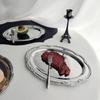 New Embossed Silver Tray Silver Oval Snack Plate Storage Tray Dining Table Decoration