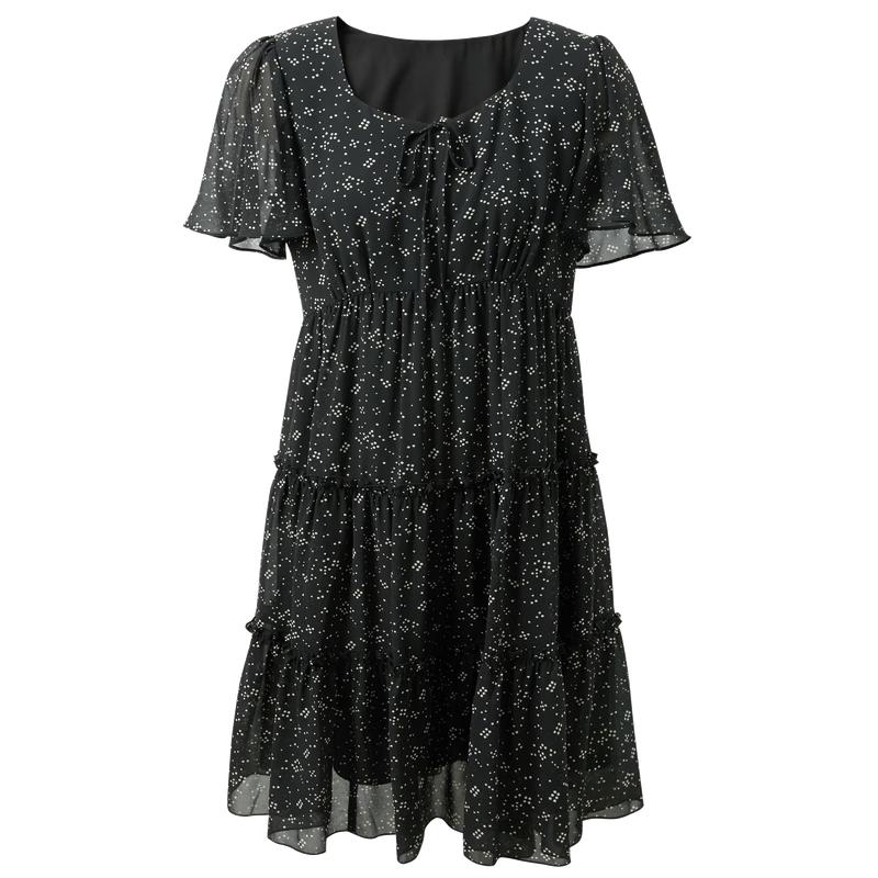 Sancai Plus Size Women s Floral Square Neck Chiffon Midi Dress M