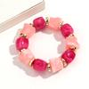 Boho Multicolor Resin Irregular Square Beaded Bracelet for Women Men New Trendy Acrylic Geometric Strechy Bracelet Jewelry Gifts