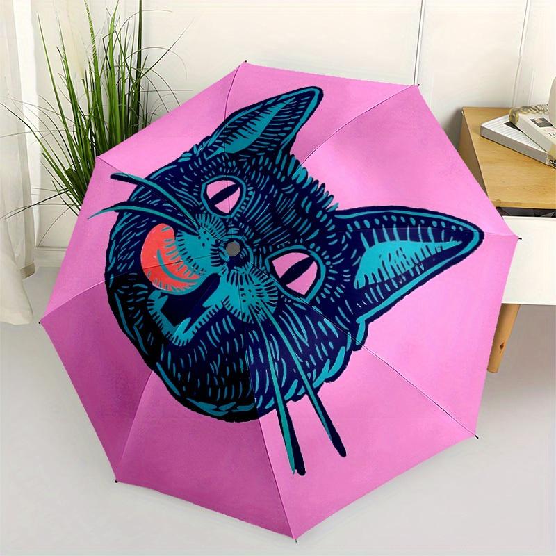 1pc Cat Face PrintAutomatic Open/close, All-Season Portable Folding Umbrella for Friends, Travel, Everyday, Events - Compact Parasol, Outdoo