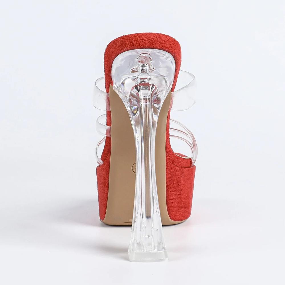 MCLUBGIRL 2026 Summer Wear Crystal Cool Slippers Thick-soled Waterproof Transparent Word With High-heeled Sandals LFD-3640-6