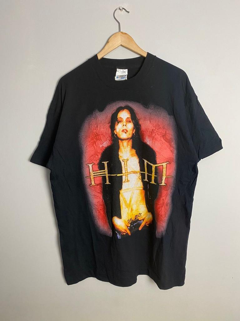 Rare Vintage 90s HIM Rock Pop Band Tshirt Y2K Large Unisex T-Shirt