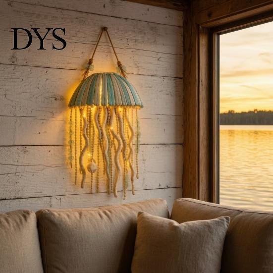 Cordless Wall Lighting Coastal Fish Pendant with Light, Fish/Turtle/Jellyfish/Dolphin/Octopus/Whale Shape, Resin Ocean Bedroom Bedside Light