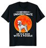 Never Underestimate An Old Man With A Poodle Moon Halloween Dog Lover T-Shirt