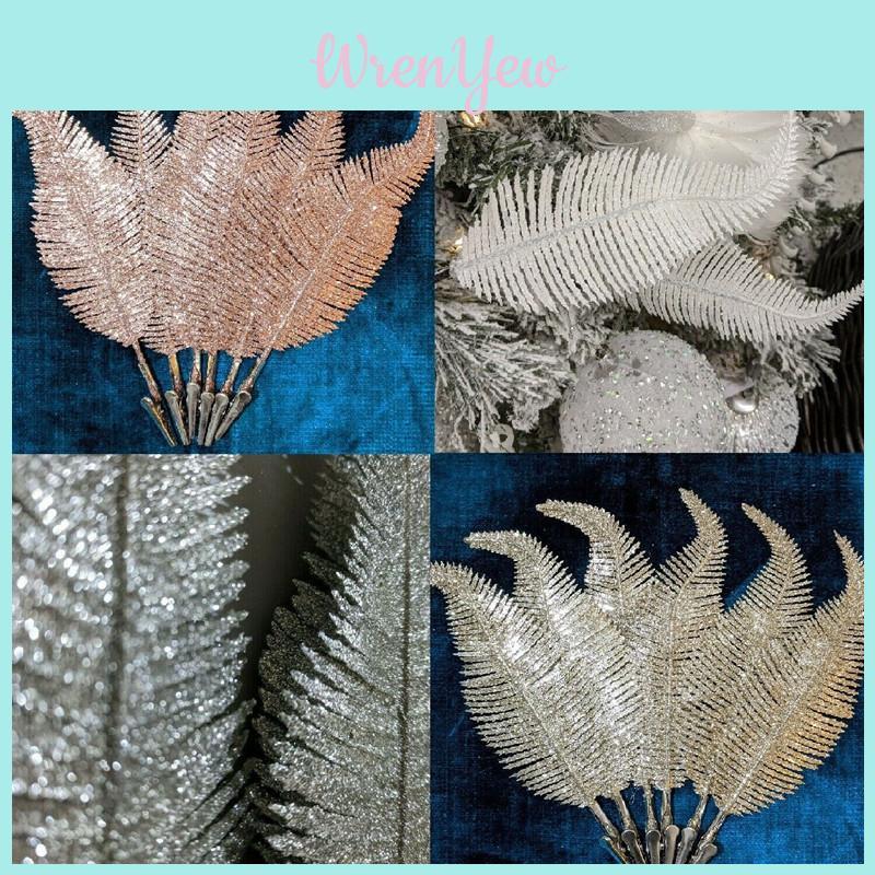 Exquisite 22cm Feather Shaped Clip On Christmas Baubles In Glitter Finish