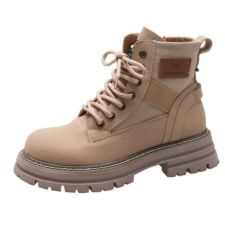 Martin boots women's 2025 new autumn and winter velvet retro tooling boots winter versatile yellow platform short boots children increase height