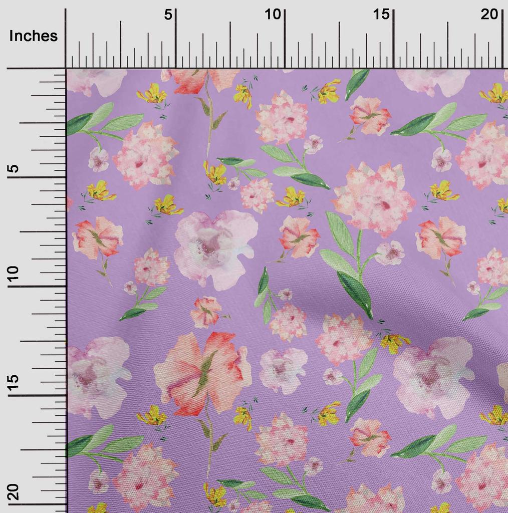 oneOone Cotton Flex Cream Fabric Flower & Leaves Watercolor Diy Clothing Quilting Fabric Print Fabric By Yard 40 Inch