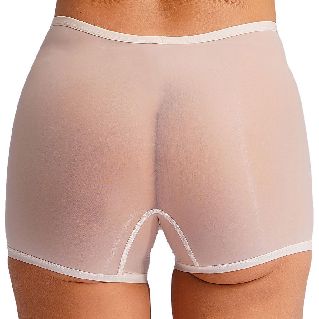 Női átlátszó, rugalmas, fényes, alacsony derékbőségű, fiúshort boxer alsónadrág