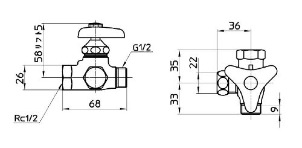 SANEI Straight Branch Light Size 13 (San-ei) [Sideways Faucet] Valve, Direction,