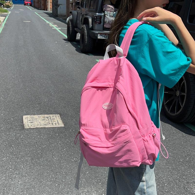 Ensfarget ryggsekk kvinnelig student skolesekk i nylon