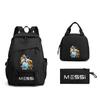 Messi Fußball Schultasche Sternenumrandung High School Mittelstufe Grundschüler Männer und Frauen Große Kapazität Dreiteiliger Rucksack