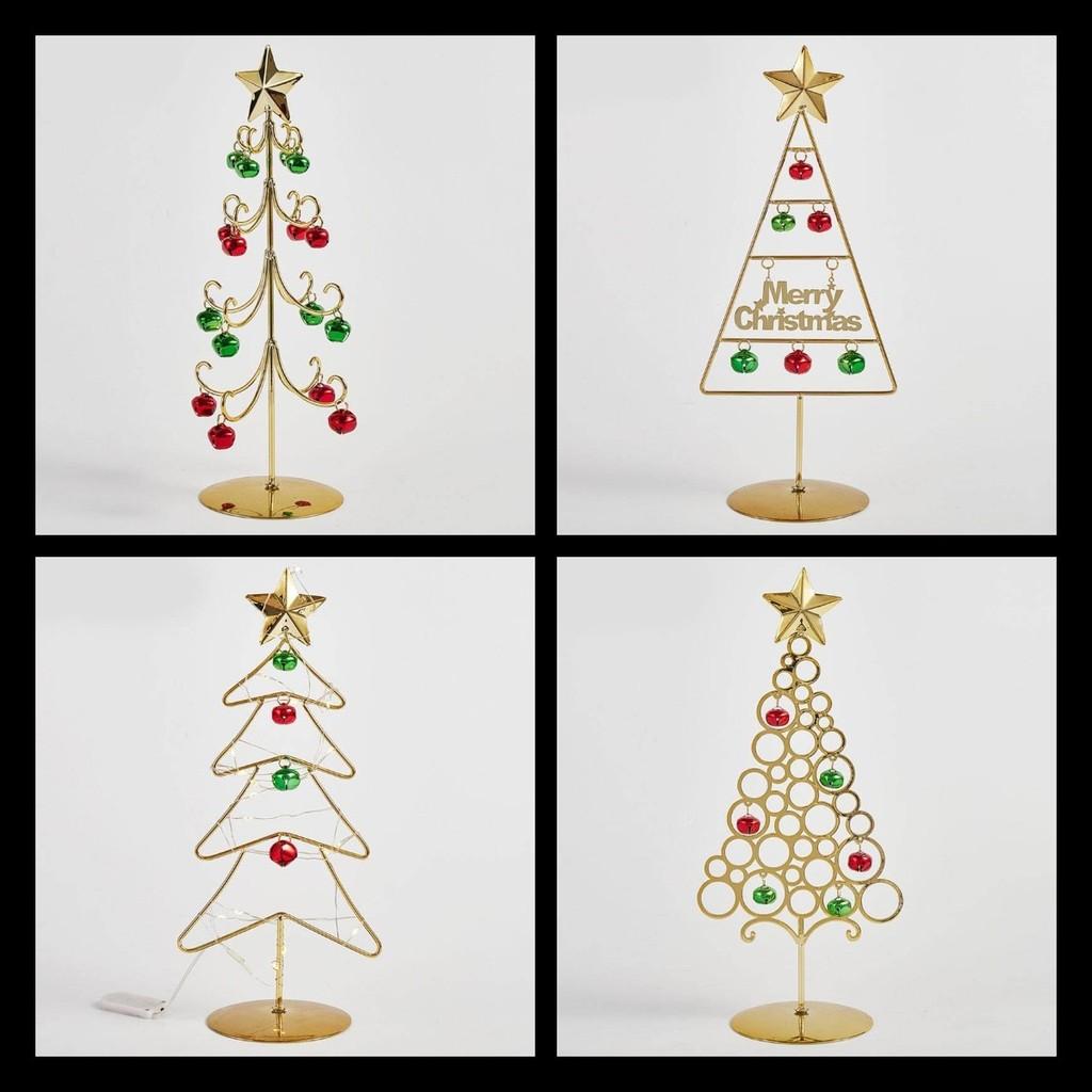 Iron Small Tabletop Christmas Tree Simulates Glowing Bell Decorations Trees