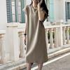 Women T-shirt Dress Round Neck Short Sleeve Loose Fit Casual Dress Solid Color Design Summer Dress Daily Wear