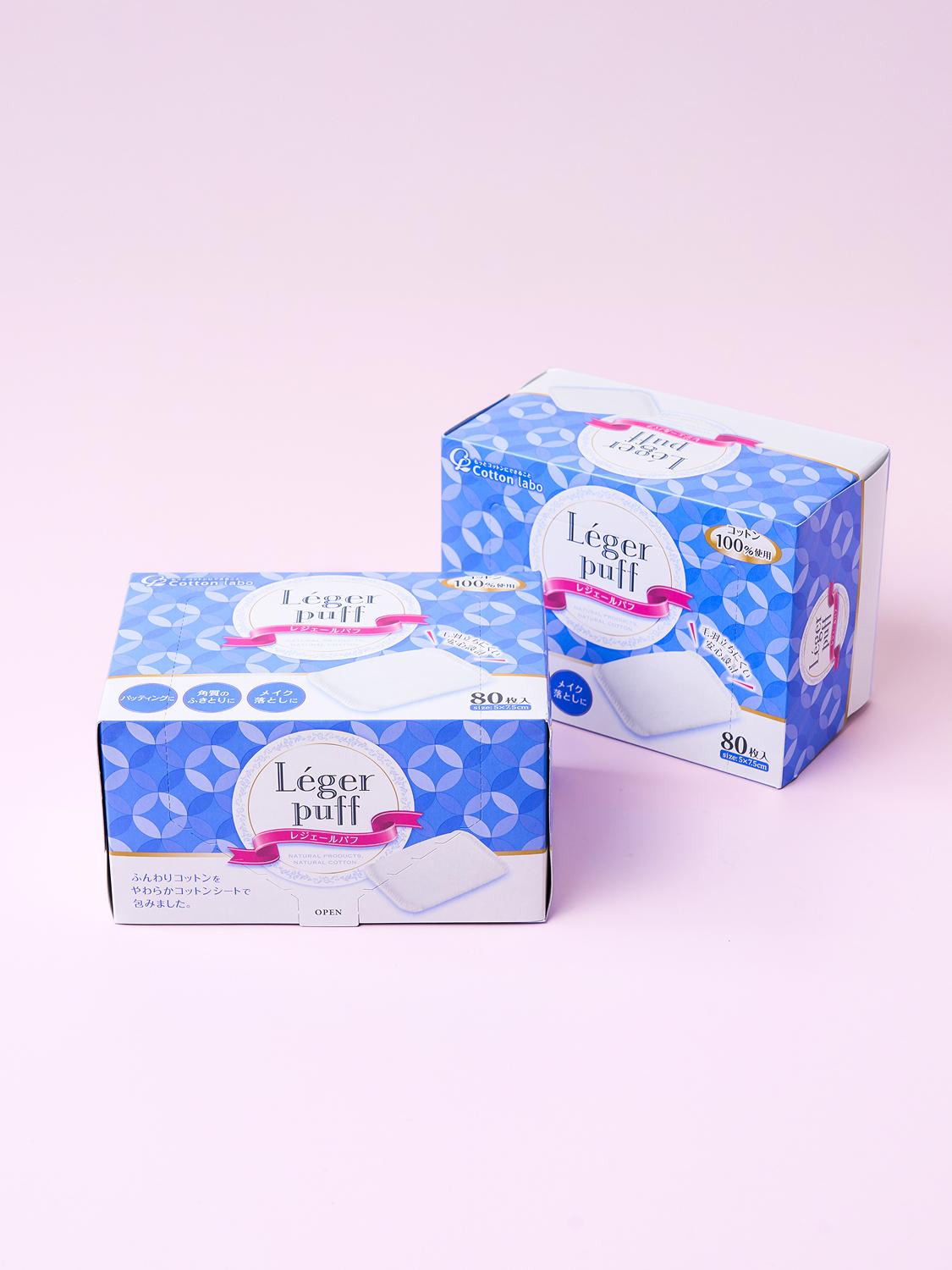 Cotton Labo Legere Japanese Cotton Pads 80 Count 2-Pack Set 1ea