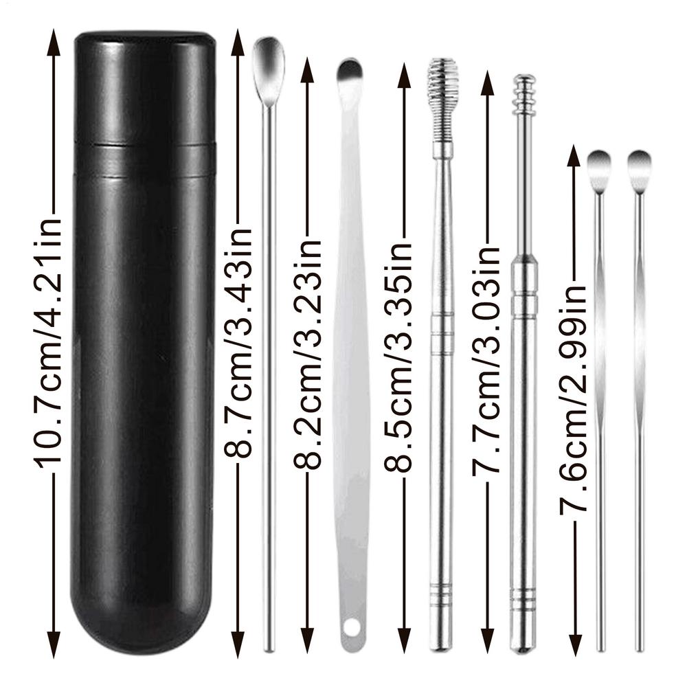 6pcs/Set Ear Wax Removal Ergonomic Handle Long Earwax Picker Ear Pick Earwax Removal Tools Earpick Sticks Curette Ear Pick Clean