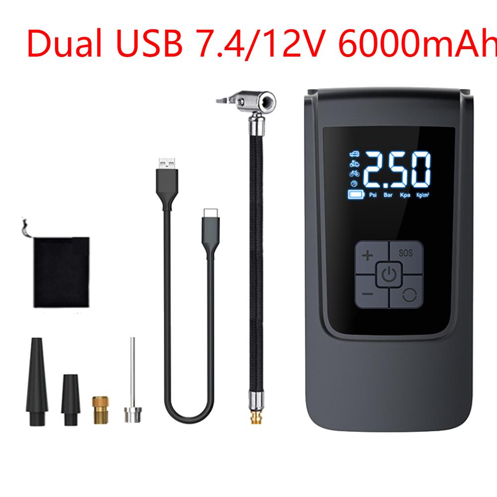 7.4/12V Car Tire Inflator LED Light Smart Air Compressor Mini Tire Pump Electric Inflator Pump for Vehicle Truck Motorbike Balls