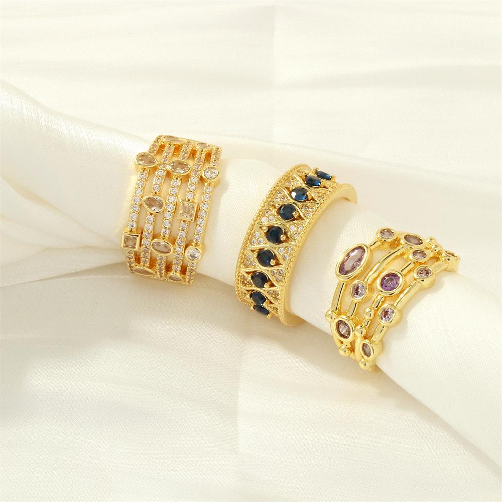 "Chic French Multi-Layer Zircon Ring: Unique Cold-Style Jewelry".