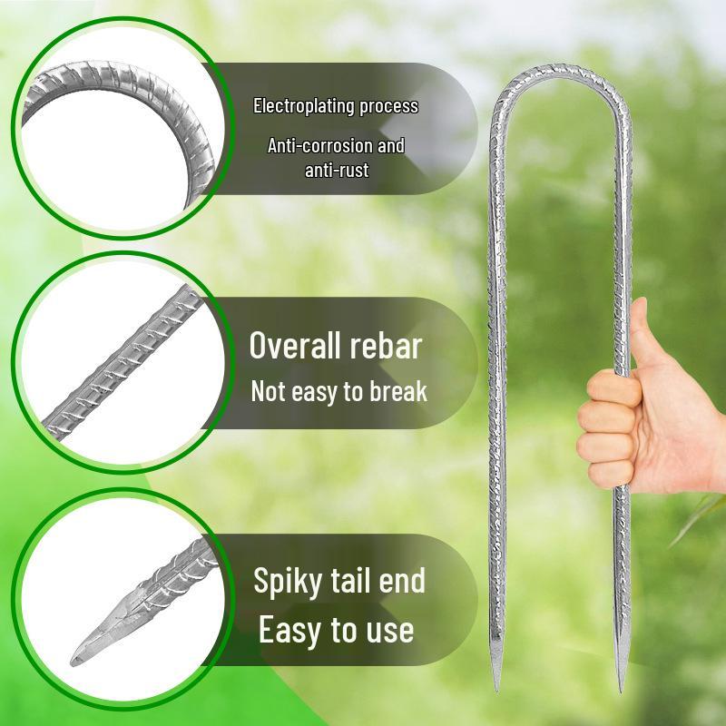 Galvanized U-Shaped Ground Stakes for Orchard Weed Mats & Lawn Fixing