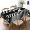 1pc Black & White Stripe Tablecloth, Fan Edge Polyester Cover for Dining, Living Room, Kitchen, Hotel, Party & Gift Decor